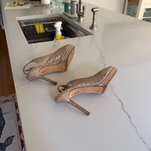 Jimmy Choo Beige Croc-Embossed Heels